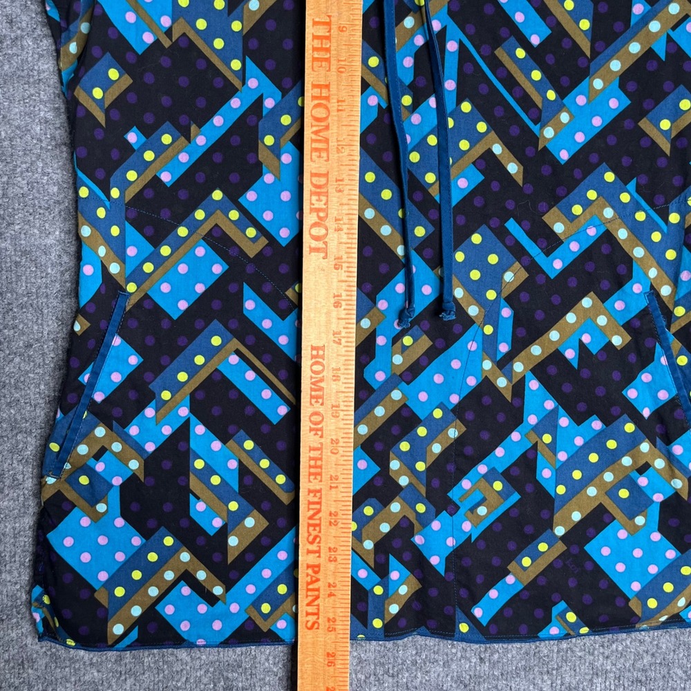 Koi by Kathy Peterson Scrub Top Small Blue Geometric Polka Dot Lace Up - Picture 5 of 9